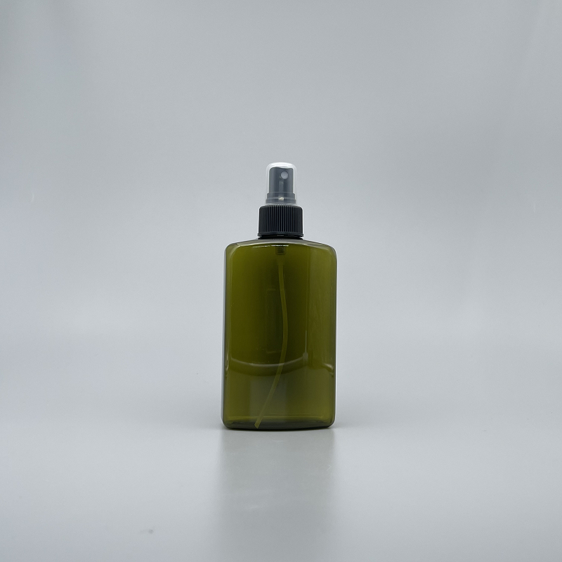 噴瓶 PETG 橄欖綠扁方瓶 250ml 黑噴頭 ZY-008