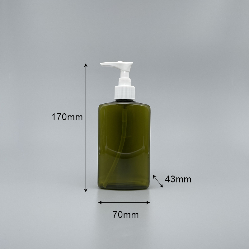 壓瓶 PETG 橄欖綠扁方瓶 250ml 金壓頭 ZY-008