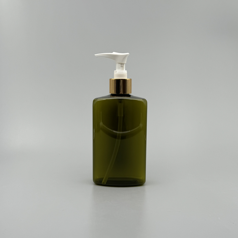壓瓶 PETG 橄欖綠扁方瓶 250ml 金壓頭 ZY-008