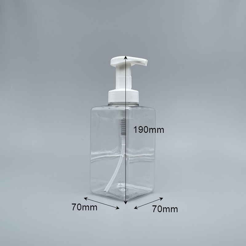 泡沫壓瓶 500ml 四角透明PET瓶 5-13