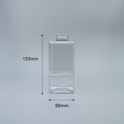 鋁蓋瓶 PET 四方透明 500ml 33牙全鋁蓋無內塞 LV-177