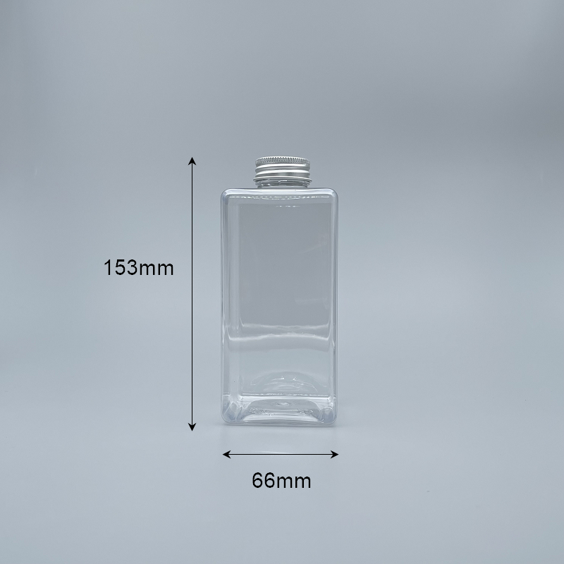 鋁蓋瓶 PET 四方透明 500ml 33牙全鋁蓋無內塞 LV-177