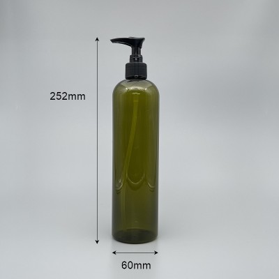 壓瓶 PETG 橄欖綠瘦高瓶 500ml 黑壓頭 ZY-139