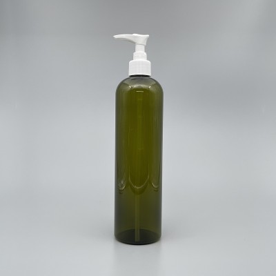 壓瓶 PETG 橄欖綠瘦高瓶 500ml 白壓頭 ZY-139