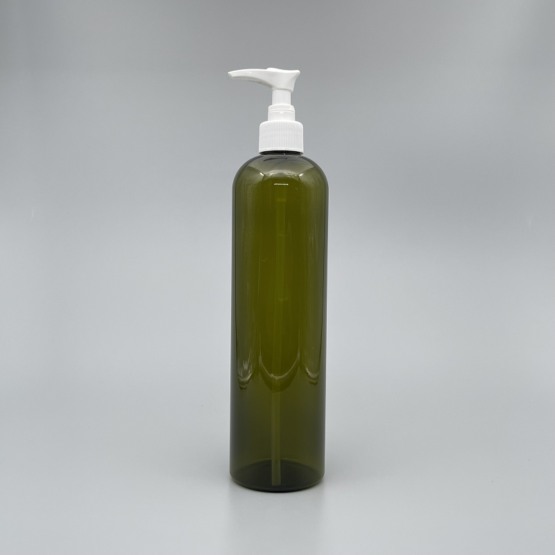 壓瓶 PETG 橄欖綠瘦高瓶 500ml 白壓頭 ZY-139