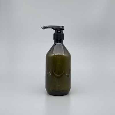 壓瓶 PETG 橄欖綠斜肩 500ml 3.5ml黑壓頭 ZY-009