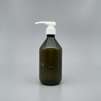 壓瓶 PETG 橄欖綠斜肩 500ml 3.5ml白壓頭 ZY-009