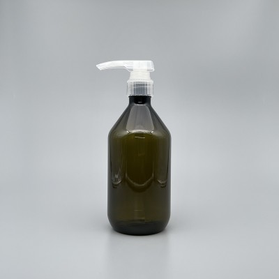 壓瓶 PETG 橄欖綠斜肩 500ml 3.5ml本色壓頭 ZY-009