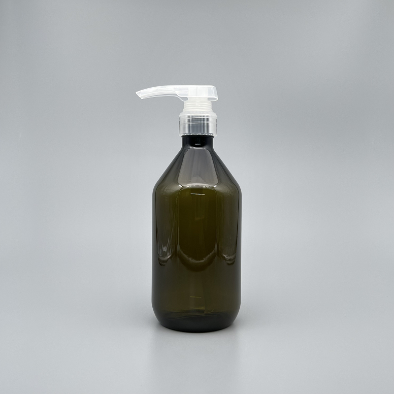 壓瓶 PETG 橄欖綠斜肩 500ml 3.5ml本色壓頭 ZY-009