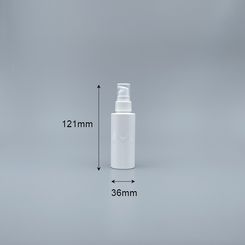 壓瓶 PET 20牙白頭+小蓋 60ml白色直角瓶 3-8
