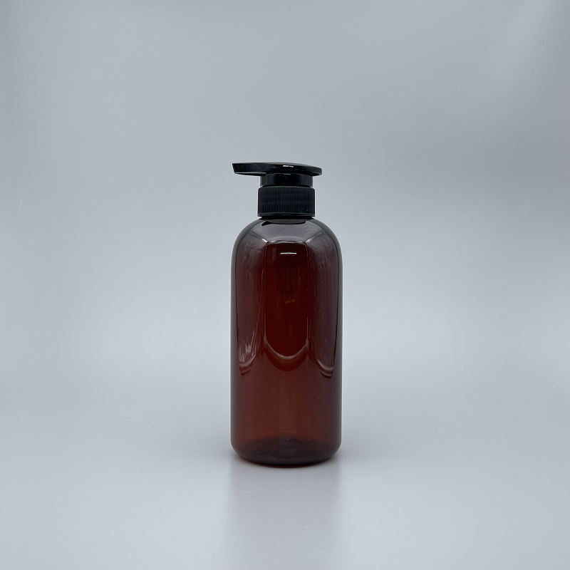 壓瓶 PET 500ml 茶色圓身 黑水滴壓頭 NO.3-15