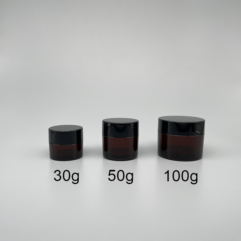 面霜盒 PETG 茶色身 黑蓋  50g