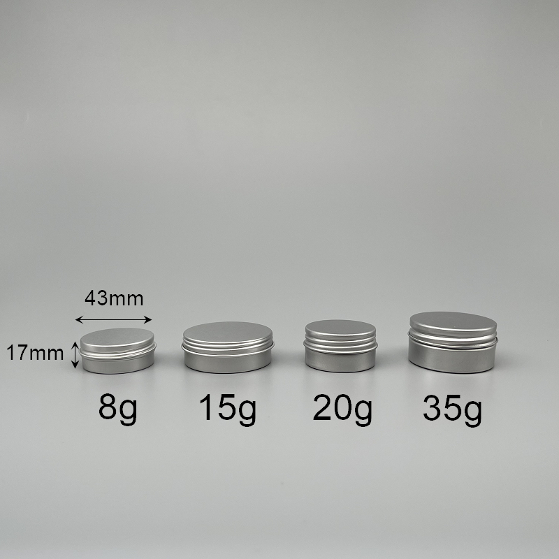 鋁製面霜盒 螺芽蓋 8g 直徑4.3x高1.7cm 無墊片